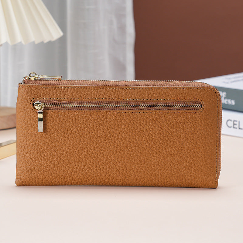 Women's Leather Long Swiping Cowhide Multiple Slots Ladies Wallet