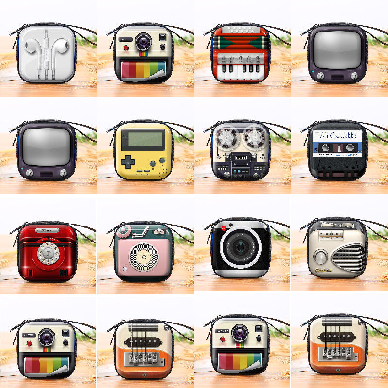 Cartoon Game Machine Tinplate Zipper Earphones Coin Purses
