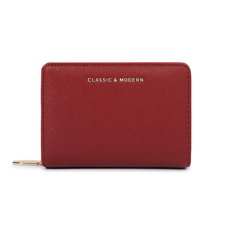 Comfortable Women's Cross Pattern Short Simple Ladies Wallet
