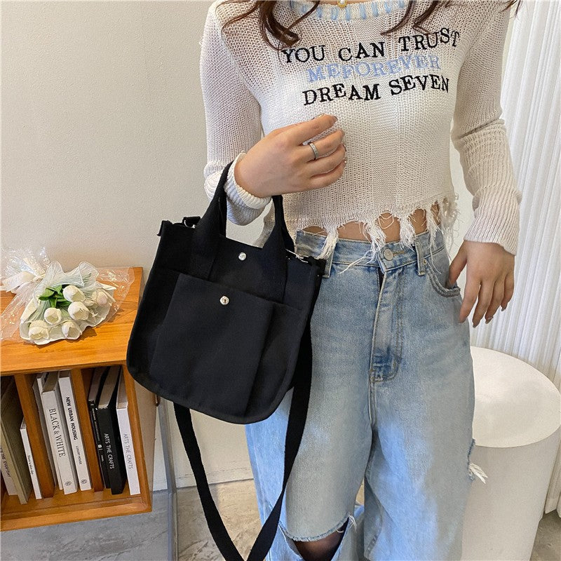 Classy Slouchy Canvas Summer Solid Color Handbags