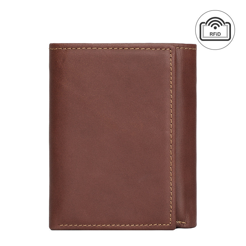 Men's Leather Swiping Multiple Slots Short Two-fold Beauty Men's Wallets