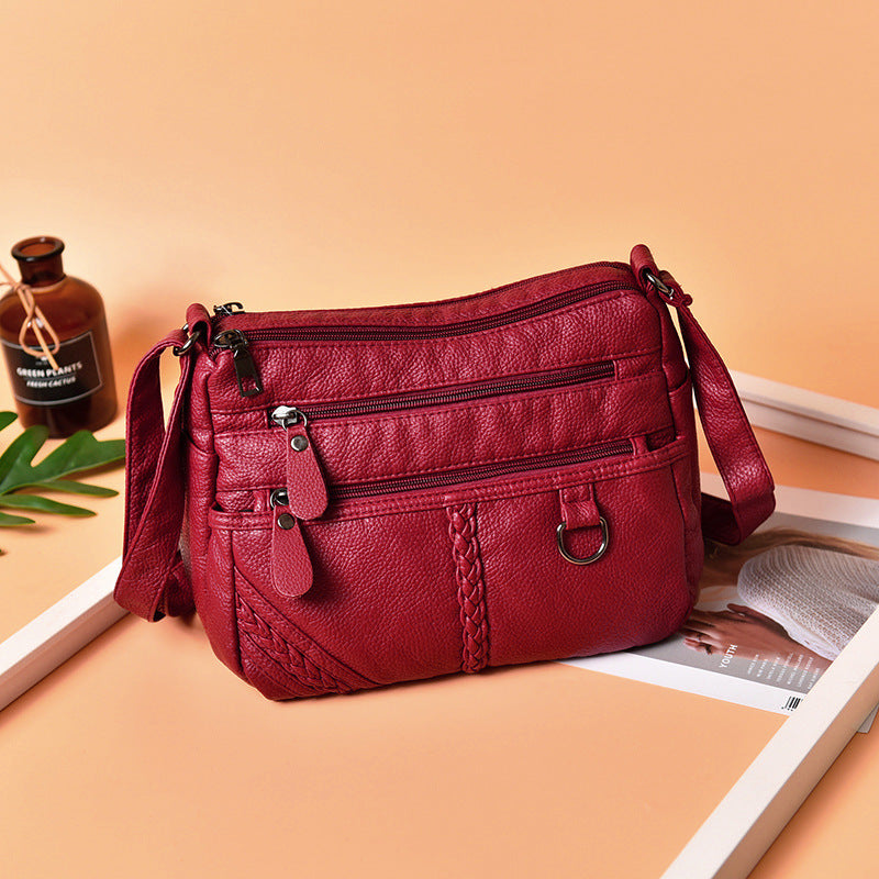 Women's Fashion Trendy Mom Portable Large Capacity Soft Leather Bags