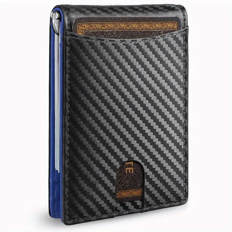 Men's Carbon Fiber Multiple Slots Gold Letter Card Holder