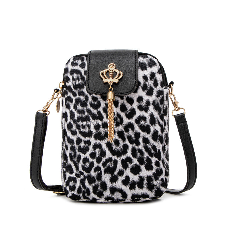 Fashionable Woven Crown Decorative Mobile Plaid Women's Messenger Bag