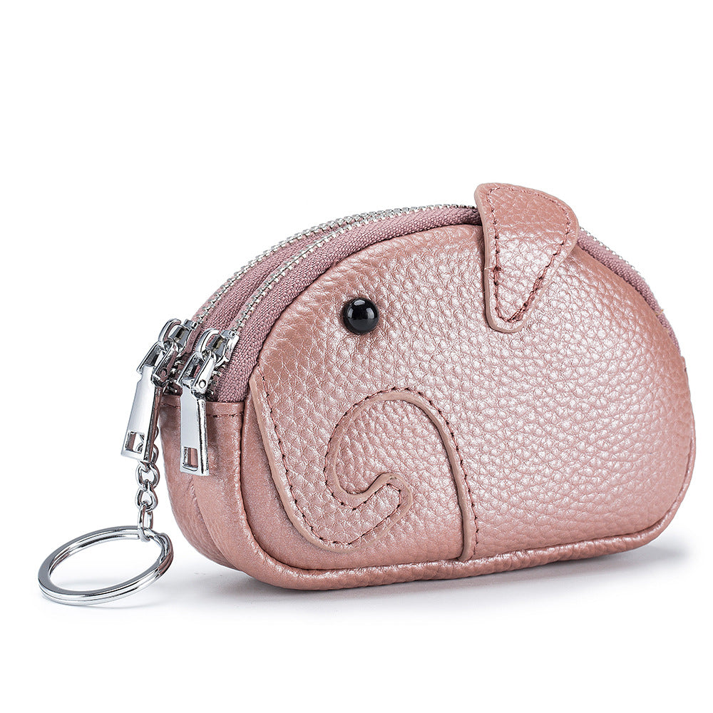 Women's Creative Double Zipper Storage Cute Cartoon Elephant Coin Purses