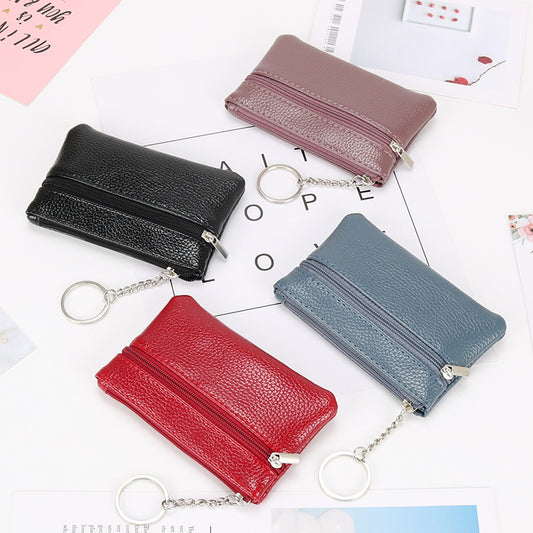 Authentic Leather Tactile Feel Female Mini Short Coin Purses