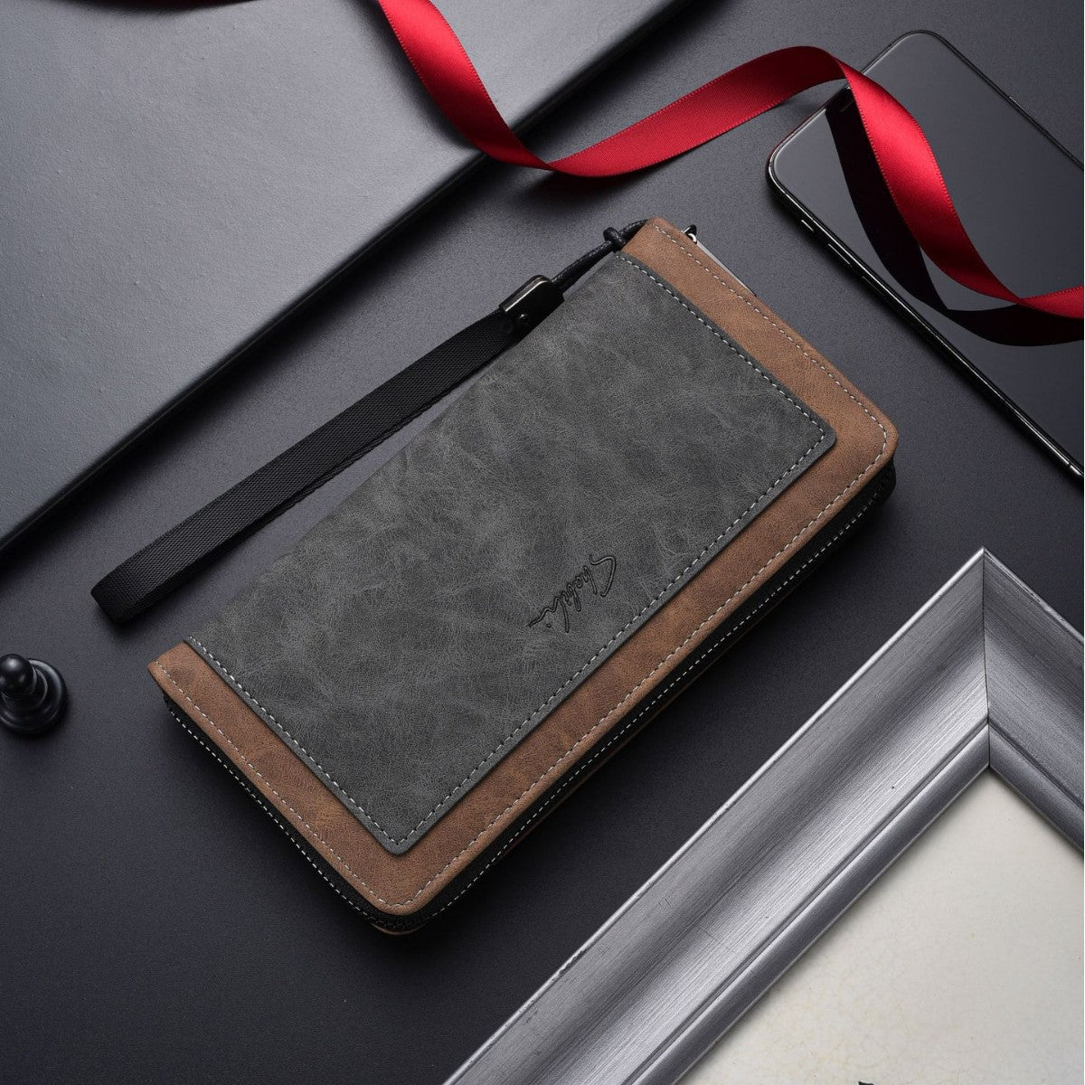 Men's Summer Long Color Matching Multiple Slots Hand Holding Large Capacity Men's Wallet