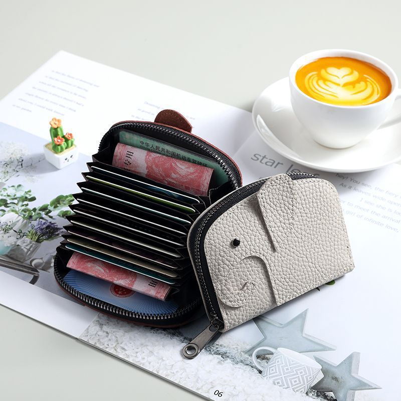 Cute Elephant Cartoon Female Personalized Minority Large Card Holder