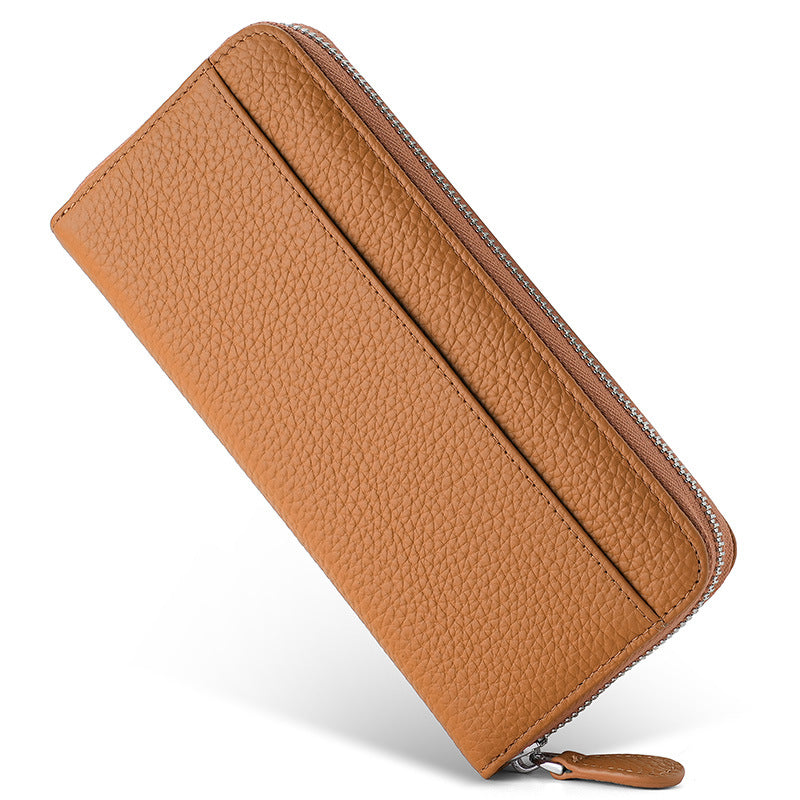 Women's Genuine Leather Long Zipper Clutch Bags