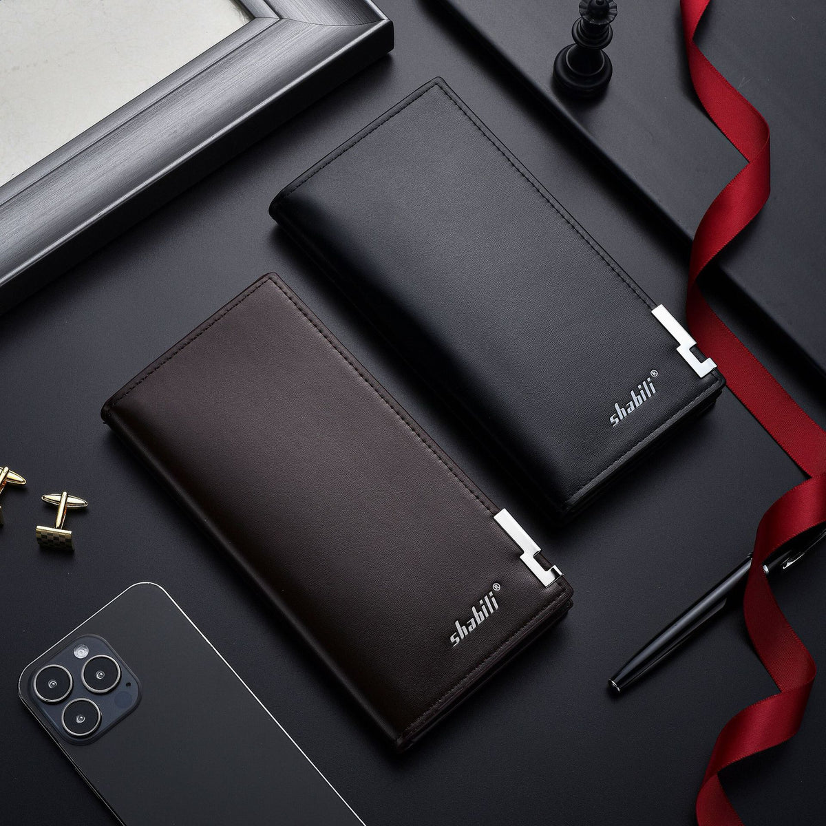 Men's Oil Wax Leather Business Letter Style Long Men's Wallet