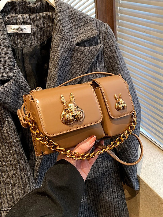 Women's Minority Fashion Haulage Motor Chain Rabbit Crossbody Bags