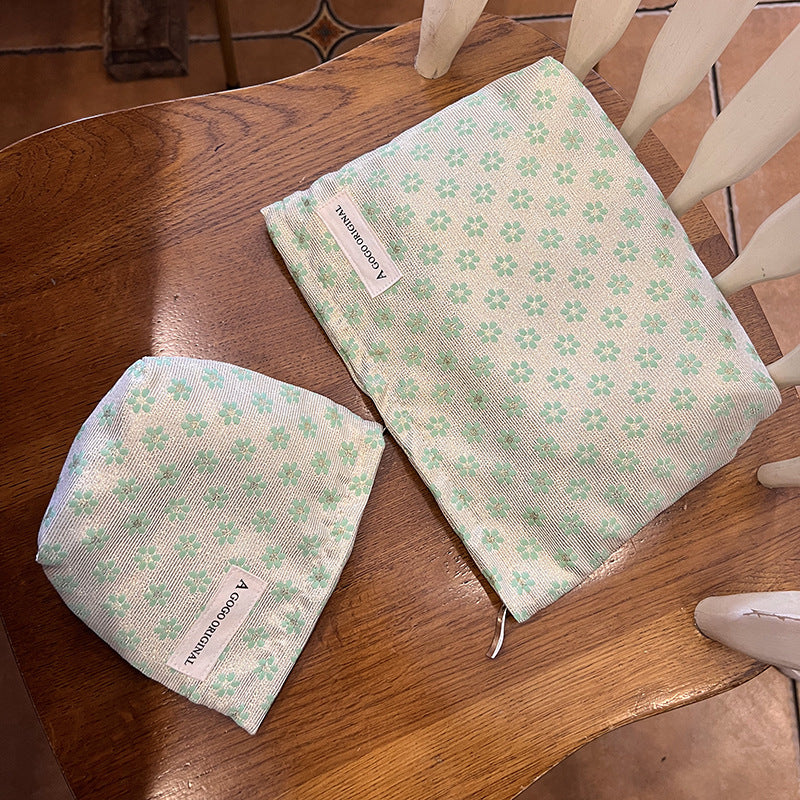 Green Window Flower Storage Canvas Toiletry Clutch Cosmetic Bags