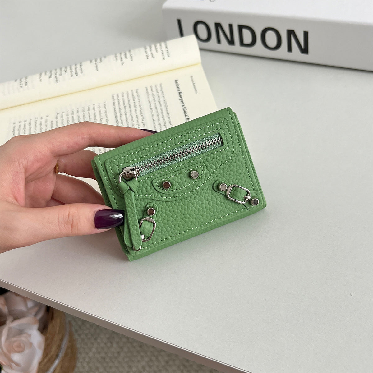 Women's Genuine Leather Short Full Compact Mini Fashion Motorcycle Ladies Wallet