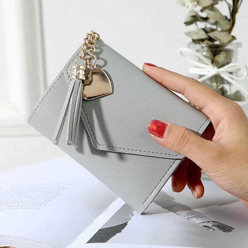 Korean Style Simple Three-fold Short Mini Folding Tassel Ladies Wallet