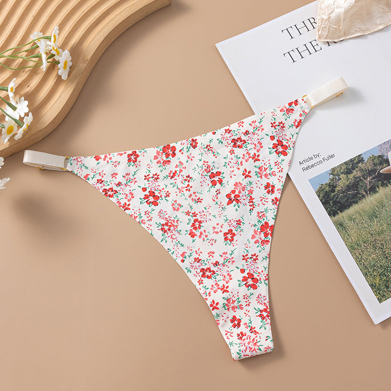 Women's Ice Silk Seamless Printed Low Waist Panties