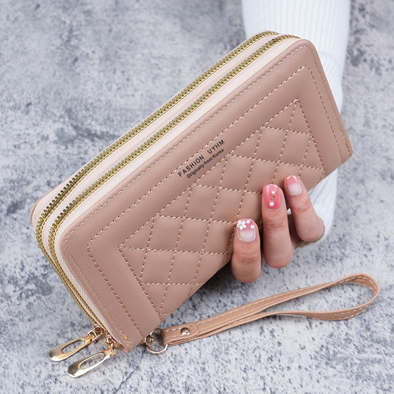 Women's Double Zipper Long Fashion Embroidery Clutch Bags