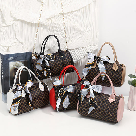Women's Printed Pillow Chain Silk Scarf Handbags