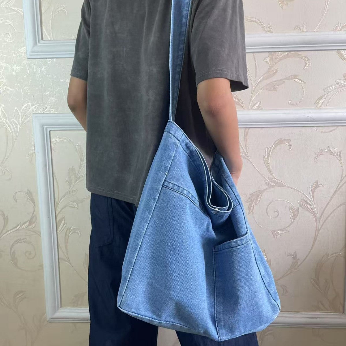 Mori Style Jean Large Capacity Sling Commuter Women's Messenger Bag
