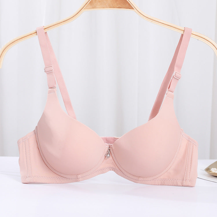 Women's Glossy Solid Color Adjustable Push Up Everyday Bras