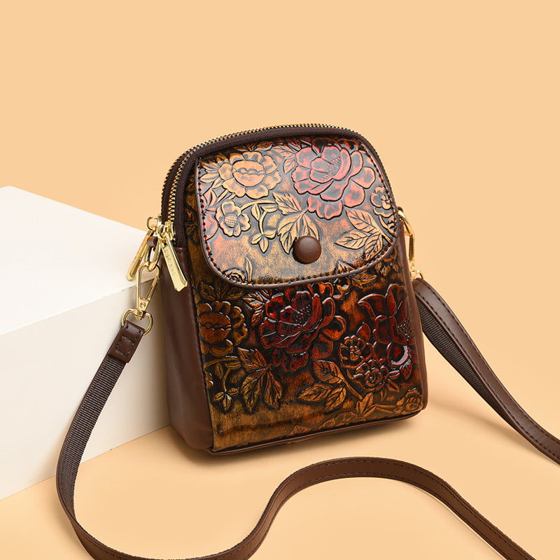 Women's Autumn Fashion Mobile National Style Literary Vertical Phone Bags