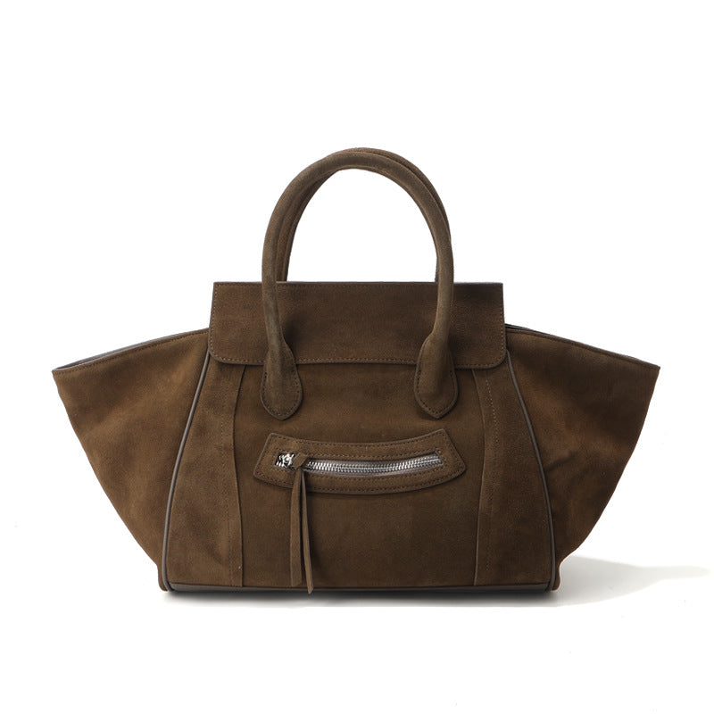 Women's Genuine Leather Smiling Face Frosted Cowhide Large Capacity Totes Commuter Women's Messenger Bag