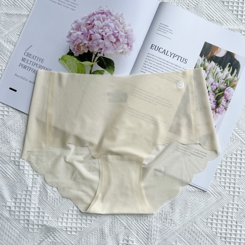 One-piece Ice Silk Underwear Ladies Mid Panties