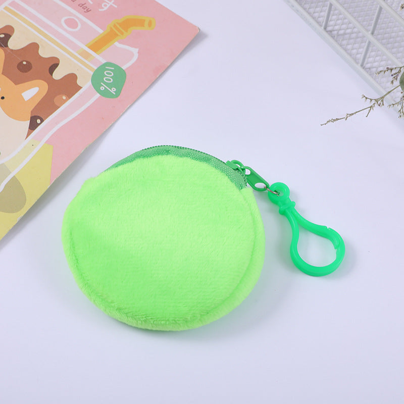 Plush Zipper Round Mini Cute Storage Coin Purses