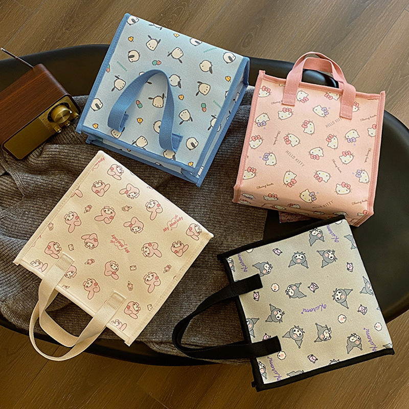 Printed Canvas Portable Cute Lunch Box Handbags