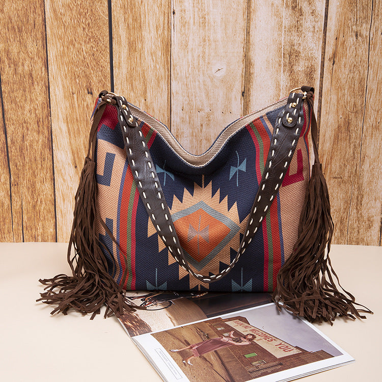 Women's Vintage Hand-woven Cotton And Linen Large Crossbody Bags