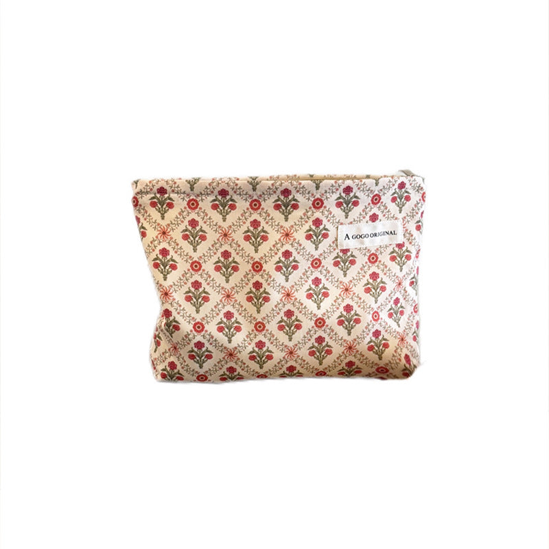 Flower Printing Pillow Floral Pencil Good-looking Large Capacity Makeup Bag