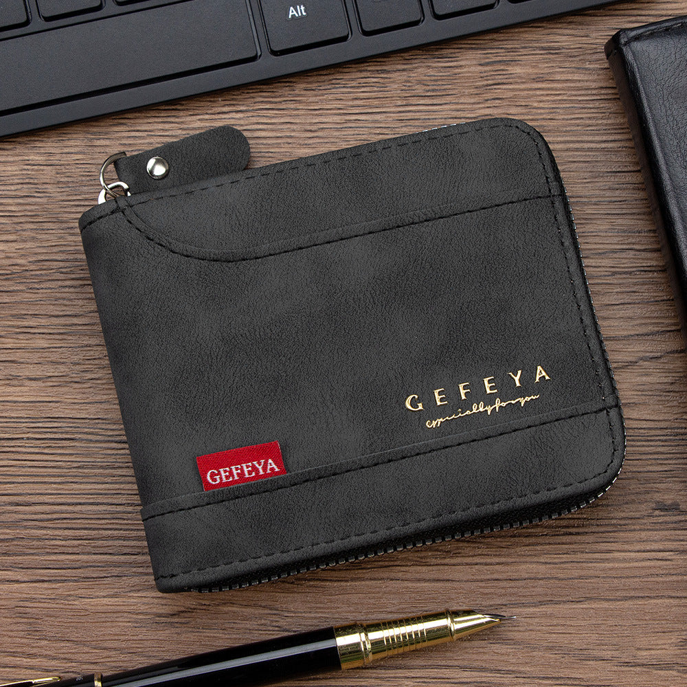 Men's Retro Short Swiping Zipper Source Purses