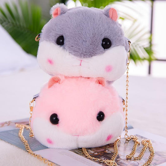 Cartoon Plush Chain Female Cute Hamster Crossbody Bags