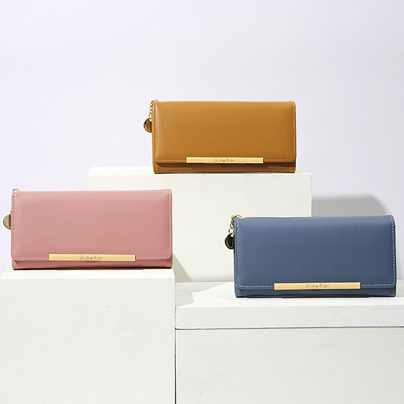 Women's Korean Long Solid Color Two-fold Super Purses