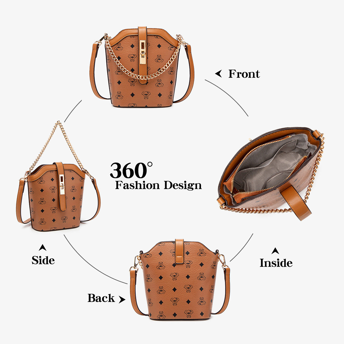 Women's Spring High-grade Retro Printed Chain Portable Women's Messenger Bag