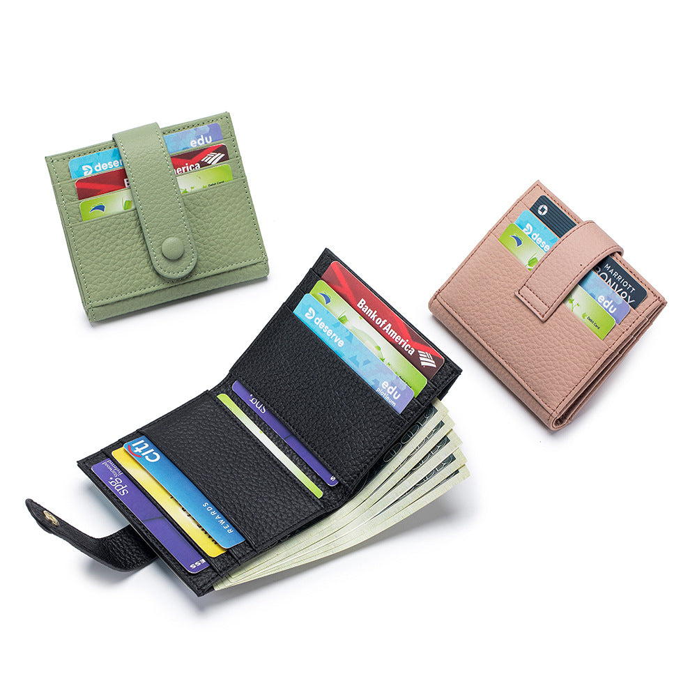 Women's Genuine Leather Short Korean Style Card Holder