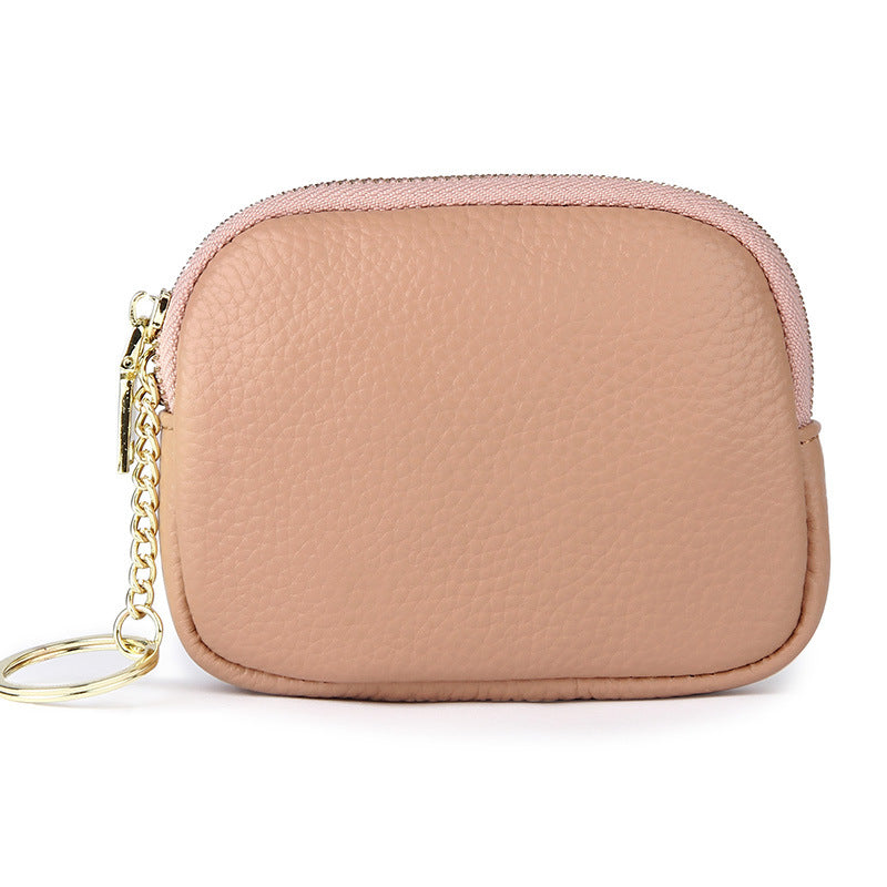Women's Layer Cowhide Candy Color Storage Mini Coin Purses