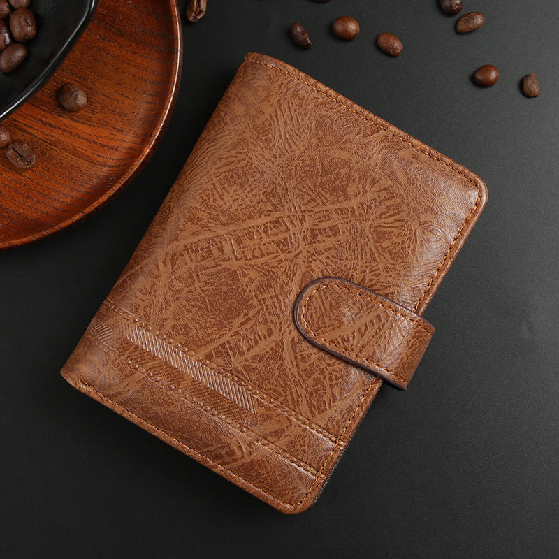 Men's Short Business Retro Style Leather Vertical Account Men's Wallet