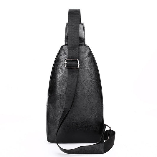 Men's Trendy Soft Leather Simple Waterproof Leisure Men's Chest Bags