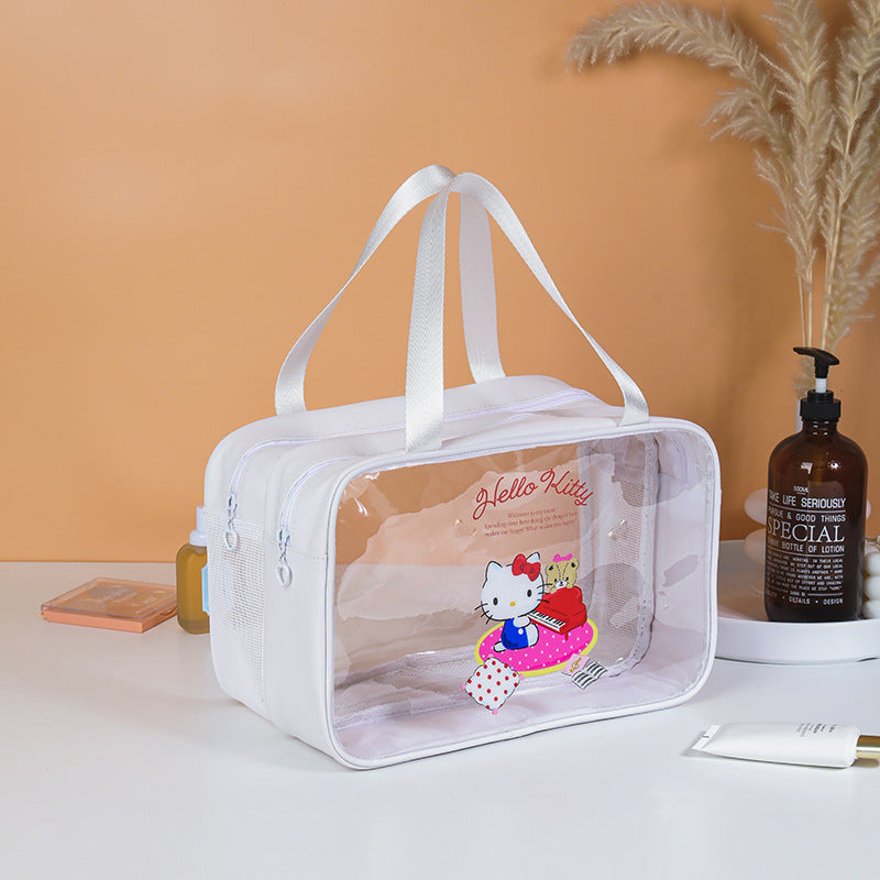 Dry Wet Separation Transparent Portable Double Layer Cosmetic Bags