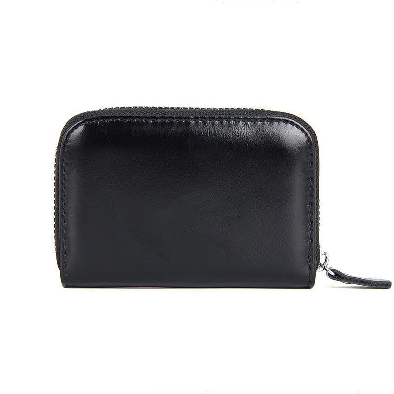 Women's & Men's & First Layer Oil Wax Cowhide Swiping Card Holder