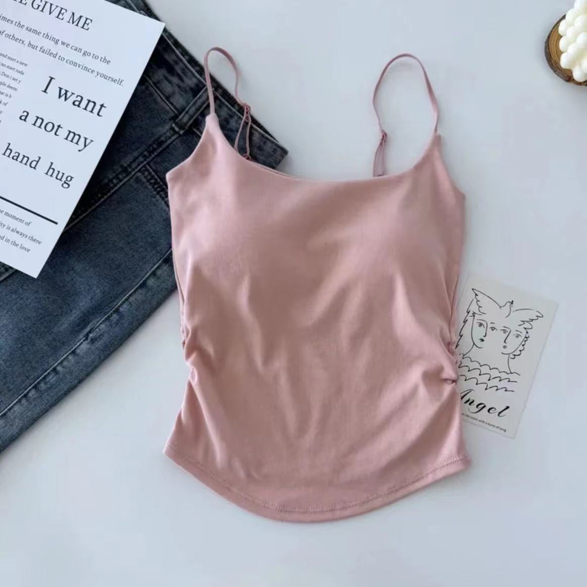 Women's Korean Style Spaghetti Strap Camisole Thin Outer Wear Underwear Tanks Camis