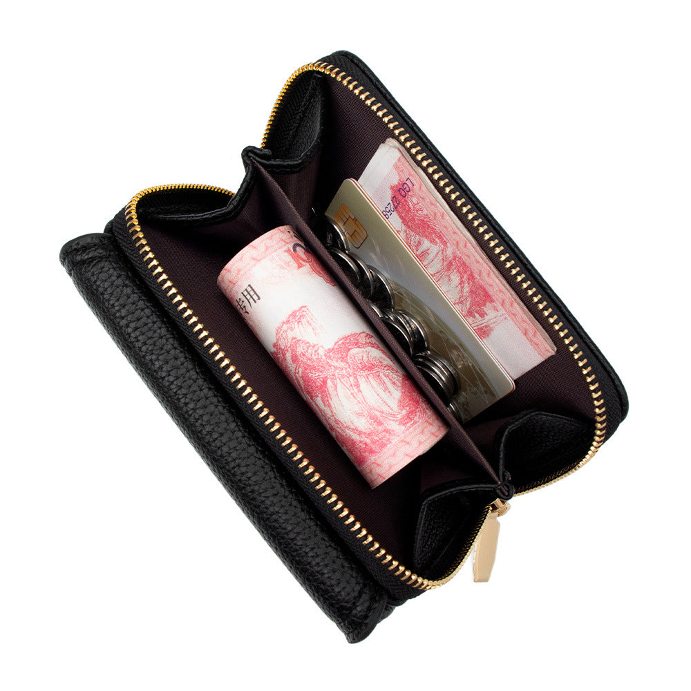 Women's Affordable Luxury Fashion Short Zipper Hasp Litchi Pattern Ladies Wallet