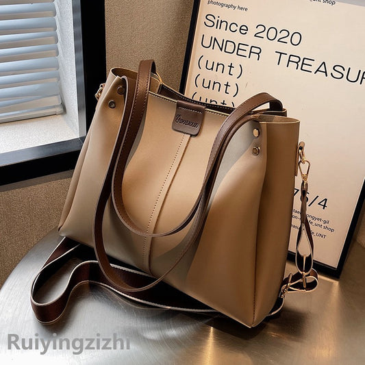 Women's Large Capacity Fashion Wide Strap Portable Shoulder Bags