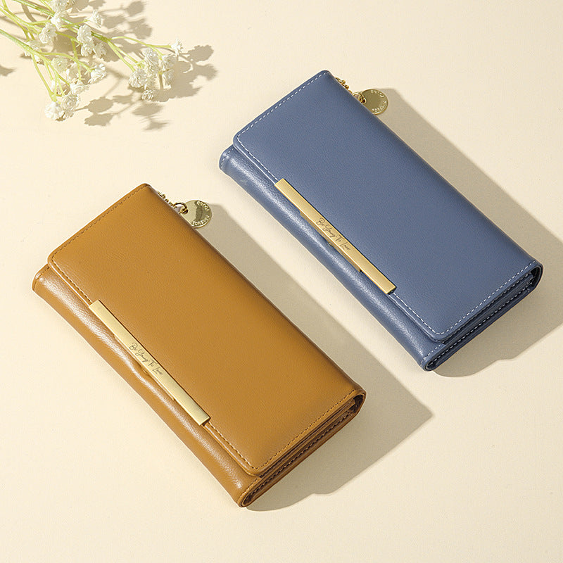 Women's Korean Long Solid Color Two-fold Super Purses