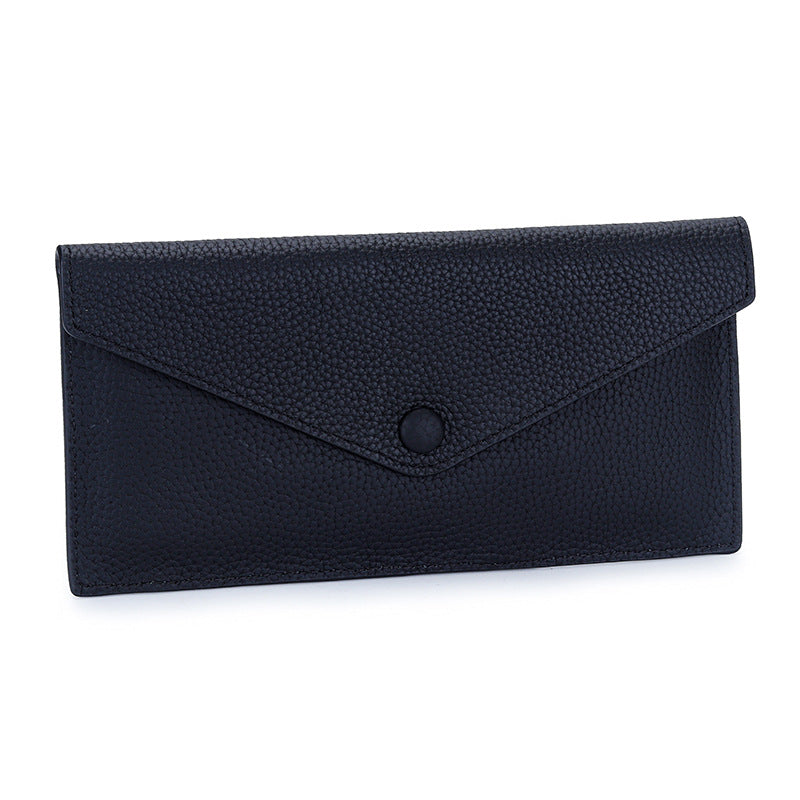 Women's First Layer Cowhide Long Leather Large Ladies Wallet
