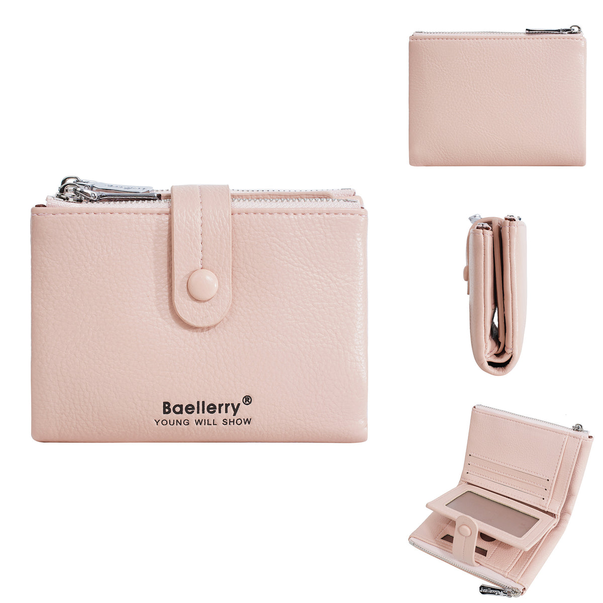 Women's Zipper Multiple Slots Large Capacity Short Ladies Wallet