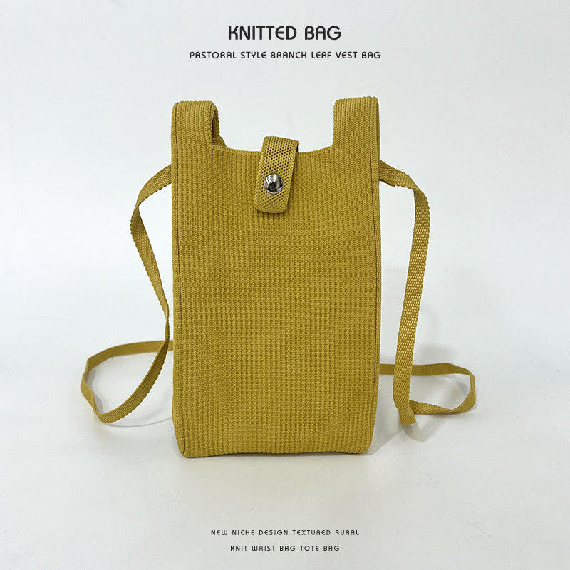 Elegant Solid Color Niche Knitted Korean Phone Bags