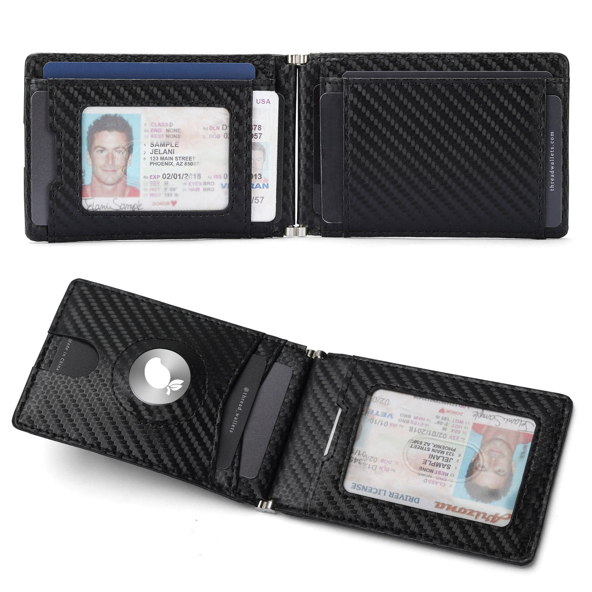 Men's Carbon Fiber Tracking Positioning Clip Short Swiping Men's Wallet