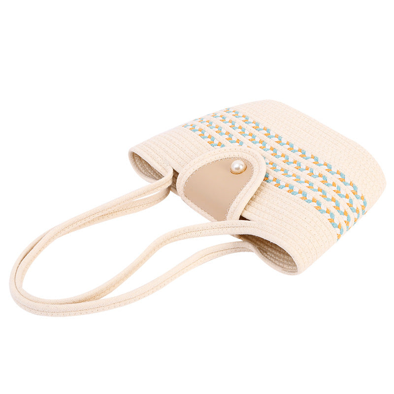Women's Braid Cotton Woven Large Capacity Trendy Handbags