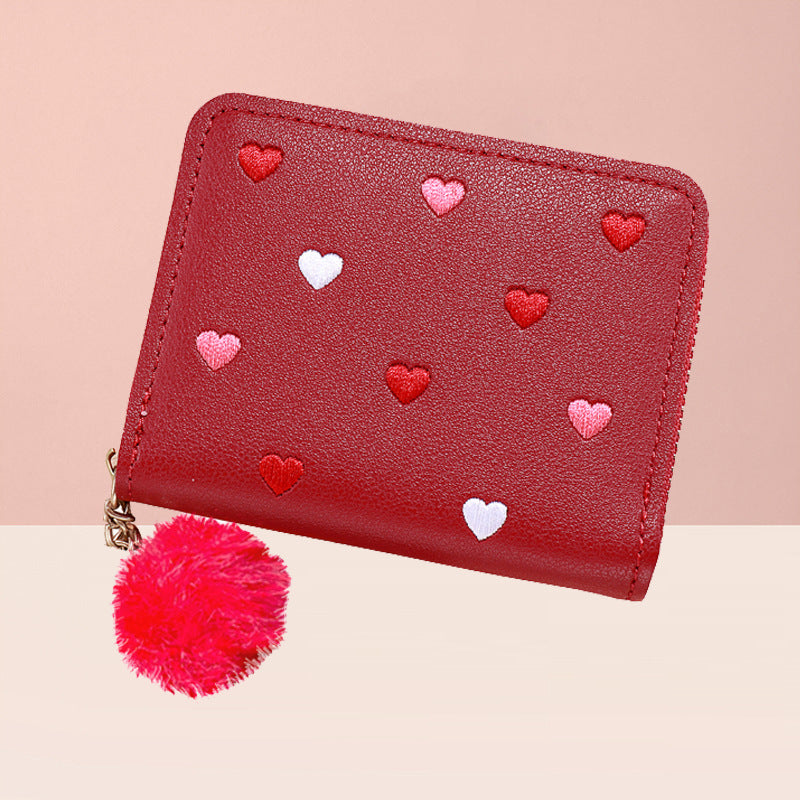 Zipper Short Exquisite Love Cute Heart Ladies Wallet